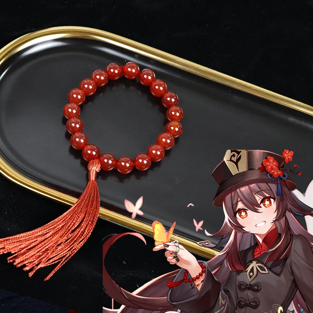 

Genshin Impact Hu Tao Agate Red Bracelet Cosplay Anime Accessories Casual Personality Jewelry
