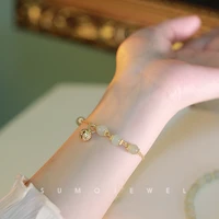 hetian jade bell bracelet chinese jade inlaid craft bell bracelet wrist ladies wear jewelry dropshipping