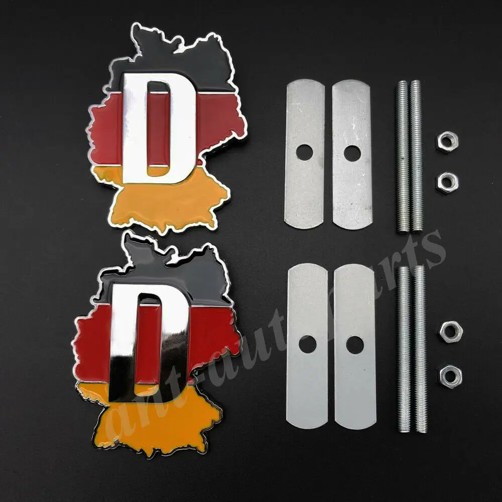 

2x Metal Germany German Flag Map Car Front Grille Emblem Badge Sticker