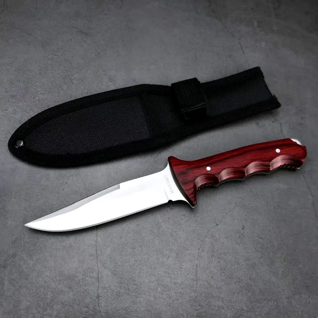 

High Quality Hunting Knife Wooden Handle Survival Tactical Fixed Blade Knife Camping Knife Combat Knife Outdoor Self-defense