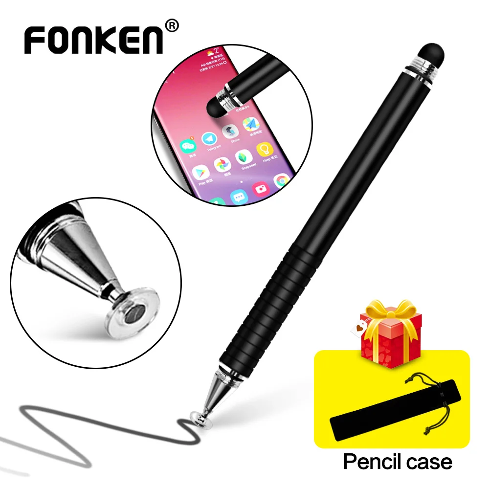 

Стилус FONKEN для смартфонов 2 в 1, стилус для планшета Samsung Xiaomi, тонкий карандаш для рисования, ручка с толстой емкостью