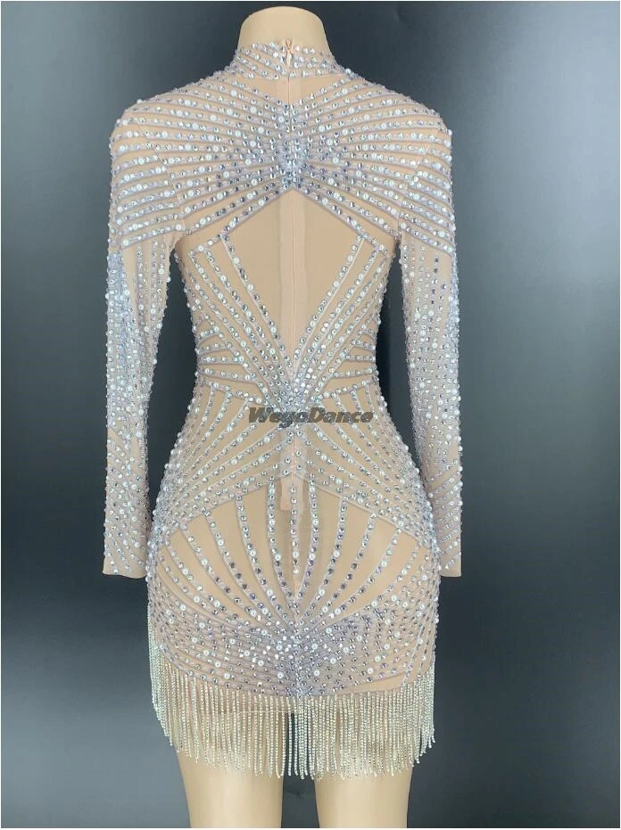 Новинка серебристые Стразы с бахромой и жемчужинами прозрачные женские