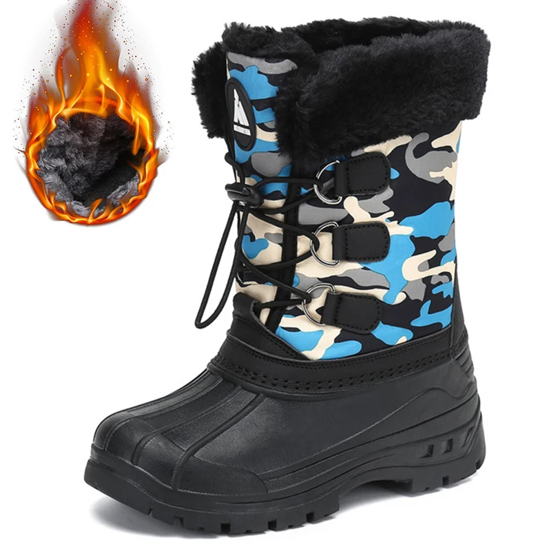 Зимние ботинки для мальчиков и девочек теплые плюшевые детские уличная
