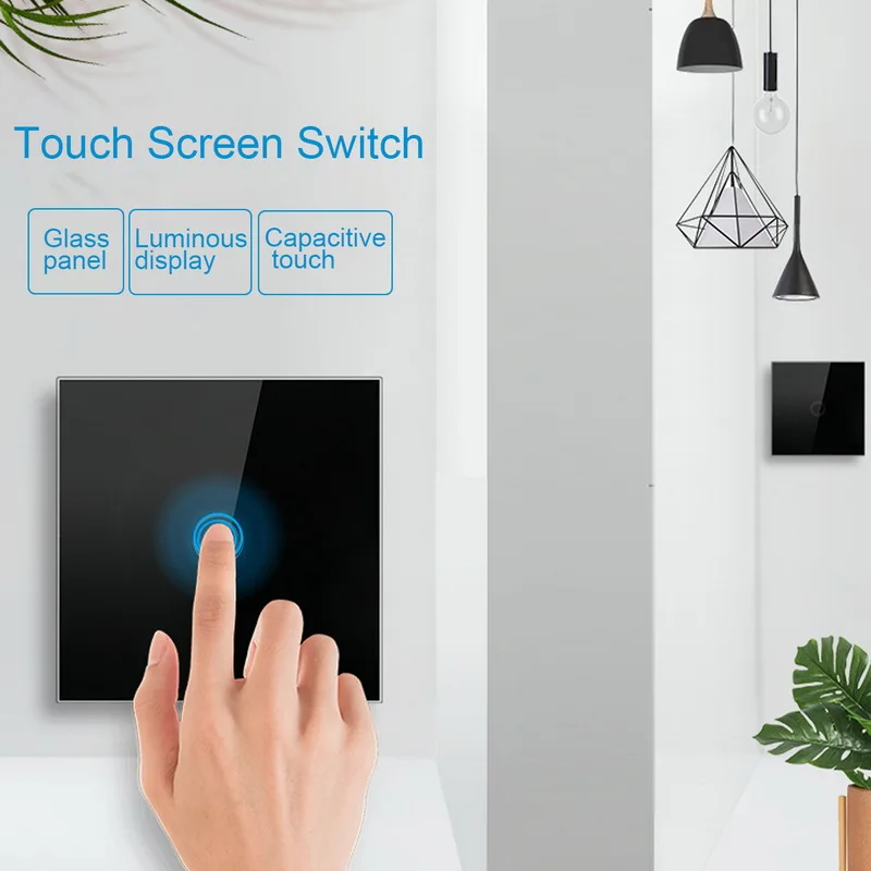 1/2/3 Gang 1 Way Touch Switch EU UK 220V Lamp Sensor Wall Crystal Glass Panel LED Light Screen | Обустройство дома