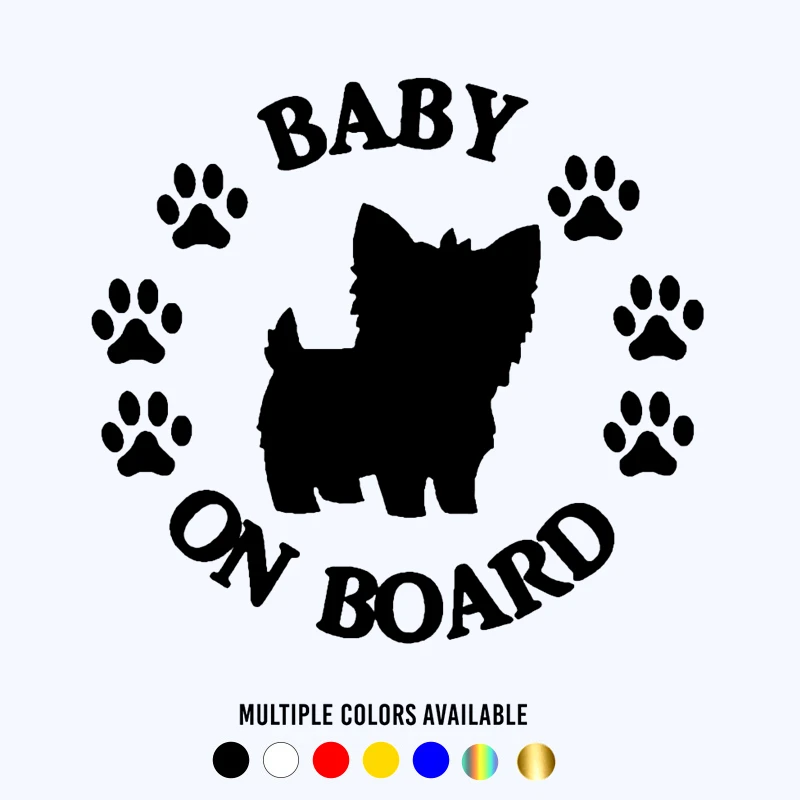 

CK20870# Various Sizes Die-Cut Vinyl Decal Baby Yorkie on Board Car Sticker Waterproof Auto Decors on Bumper Window Laptop