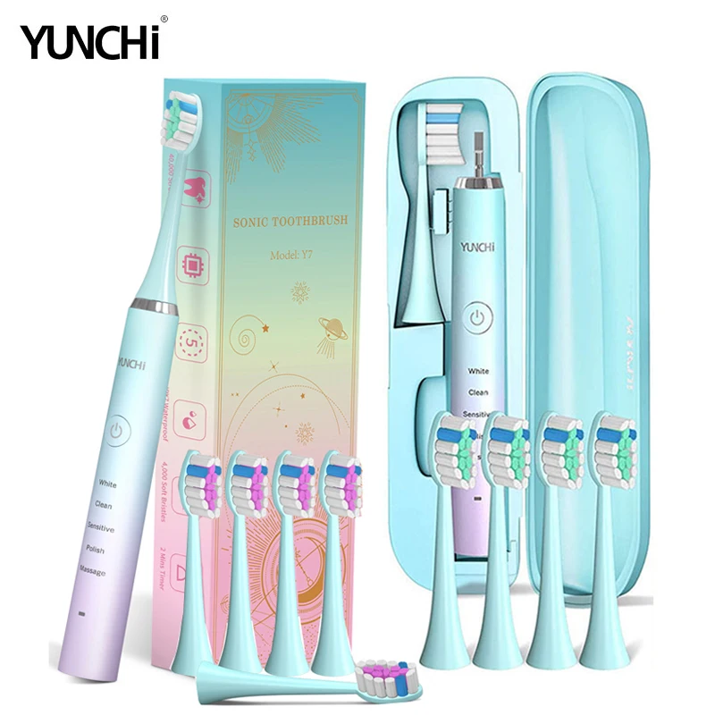 Portable Yunchi Sonic Adult's Electric Toothbrush 5 Modes 2 Mins Smart Timer USB Rechargeble 4 Hours Fast Charge Last Up 45 Days