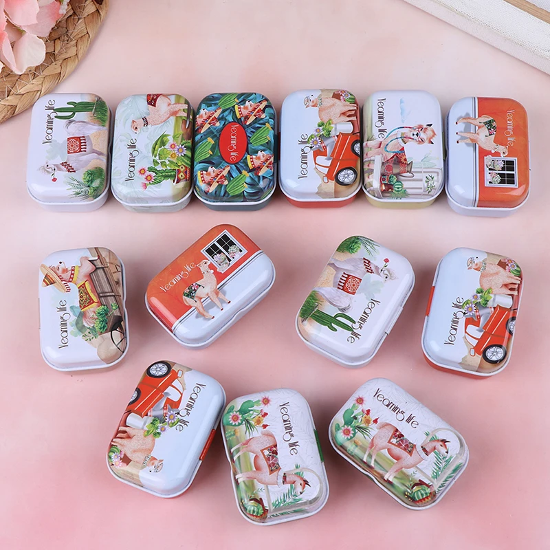 Красочные Мини жестяная коробка с крышкой коробки упаковки конфет маленькие