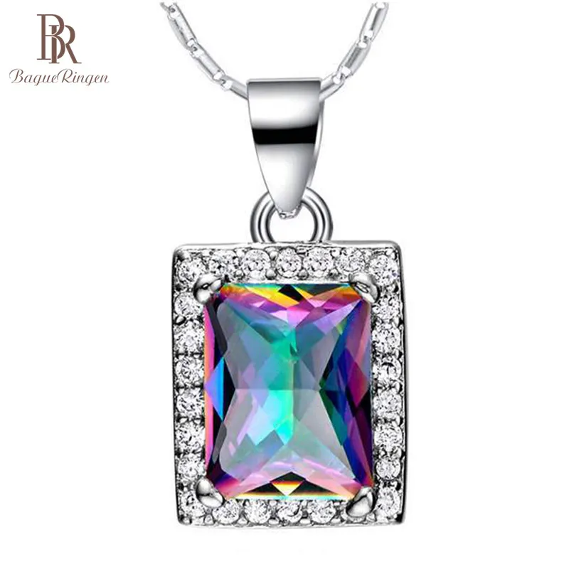 Женский квадратный топаз Bague Ringen ювелирное изделие из серебра 925 пробы с