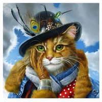 diy 3d diamond painting cross stitch cat in a hat and clothes diamond mosaic full diamond embroidery rhinestone gift decoration