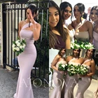 Женское атласное платье на одно плечо, розовое длинное платье для свадебной вечеринки