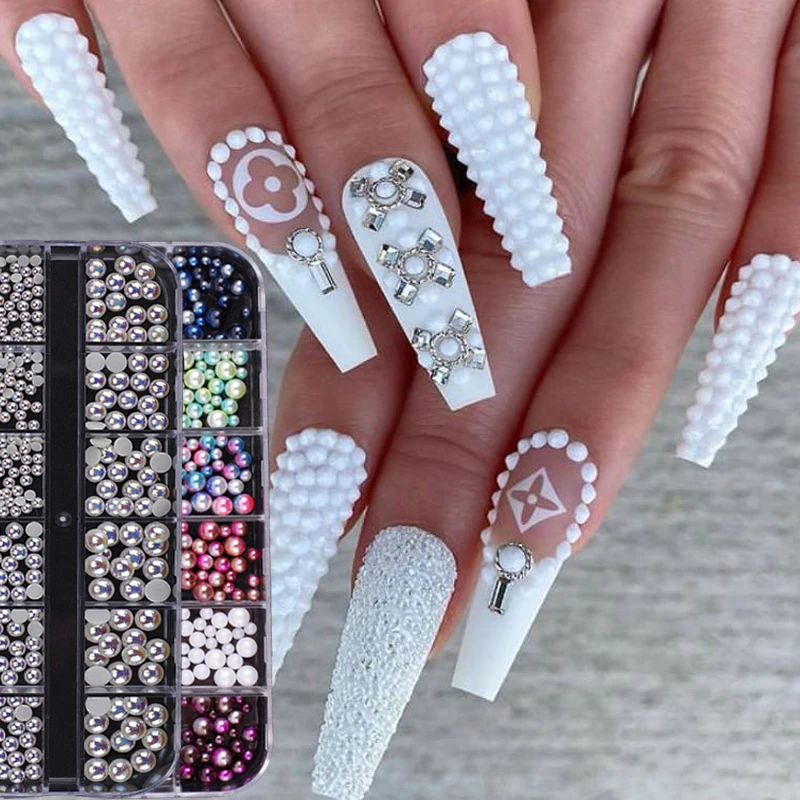 Украшения для дизайна ногтей 12 костюмов 3D Стразы flash металлические акриловые