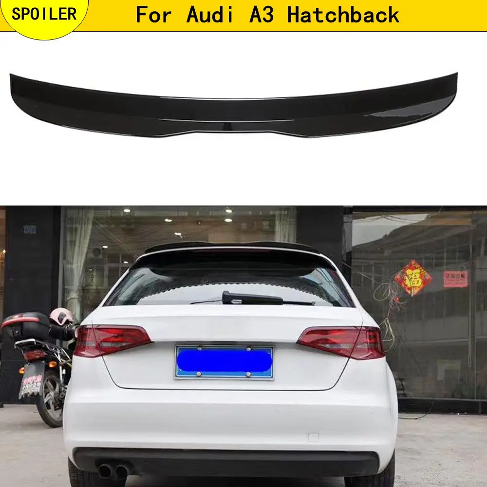 Глянцевый черный задний спойлер на крышу из АБС пластика крыло для Audi A3 хэтчбека