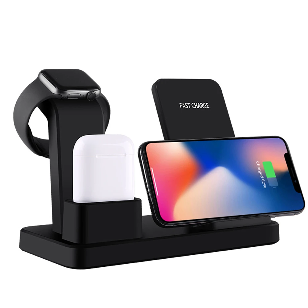 New 3 IN 1 10W Qi Wireless Charger For Iphone X Fast Quick Charge Apple Watch 4 2 earphone airpods | Мобильные телефоны и