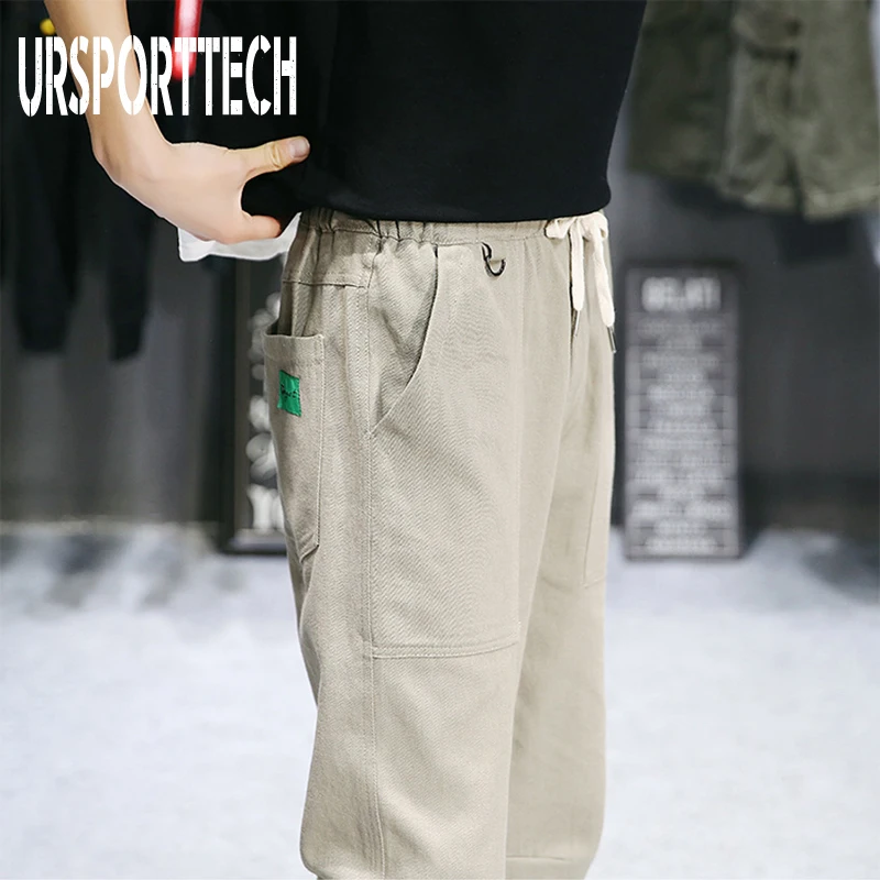 Мужские брюки-карго в стиле хип-хоп черные однотонные облегающие брюки-джоггеры