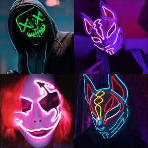 Декоративная маска для Хэллоуина, неоновая, со светодиодсветильник кой