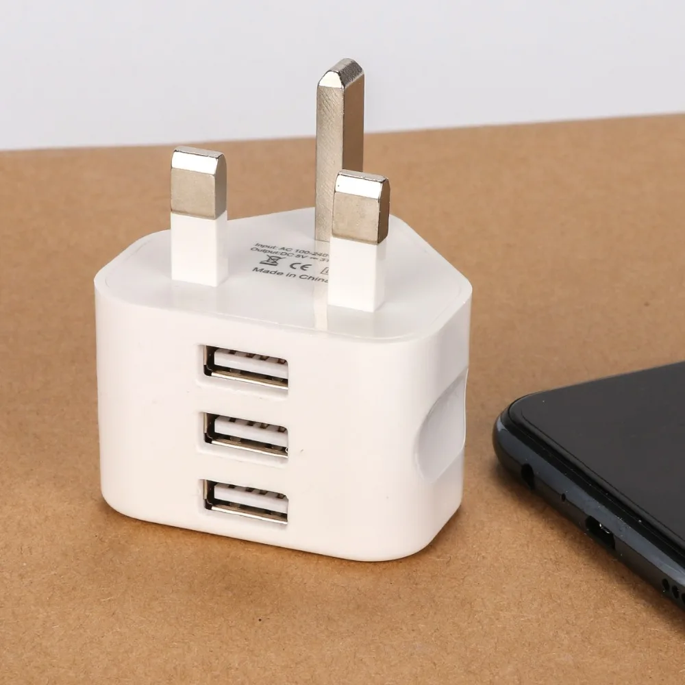 KOOYUTA Универсальный 1/2/3-Порты и разъёмы USB вилка стандарта Великобритании 3 настенное устройство адаптер с 3 Порты и разъёмы в английском стиле; для путешествий Зарядное устройство для зарядки для Iphone iPad