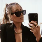 Новые трендовые Квадратные Солнцезащитные очки, индивидуальные красные солнцезащитные очки в ретро стиле, модные солнцезащитные очки кошачий глаз с перекрестными линзами