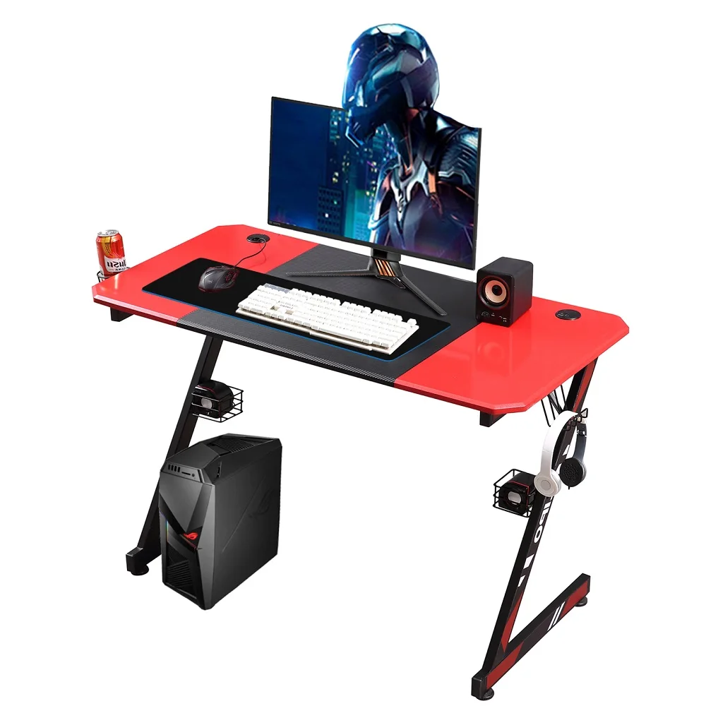 

Gaming Computer Desk 47inch Home Office Desks with Cup Holder Headphone Hook Audio Stands For Gamer Workstation Gaming Table