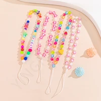 fashion lovely five pointed star love letter color resin geometric crystal heart shaped mobile phone chain women lanyard jewelry