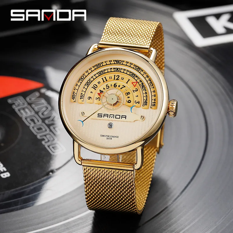 Часы Sanda Мужские кварцевые с большим поворотным механизмом модные креативные