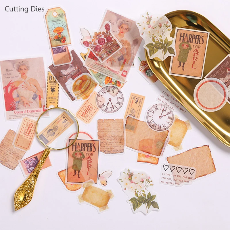 

40Pcs/lot Vintage Flower Journal Stickers Scrapbooking School Stationery Stickers Diary Journal Stickers Diy Crafts