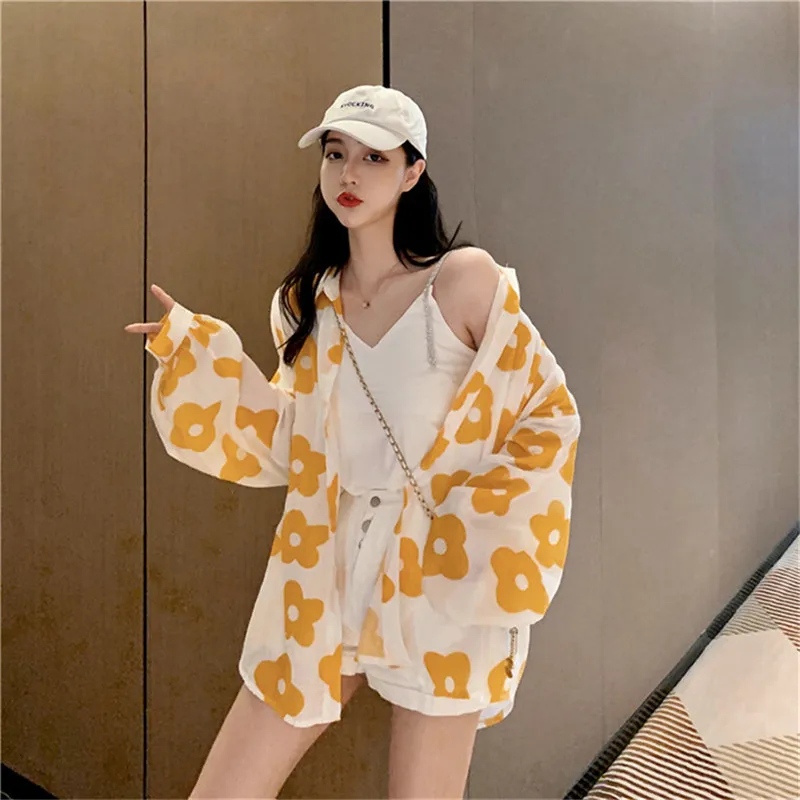 

Women's Shirts 2020 Spring Autumn New Loose Thin Print Shirt Female Fashion Wild Shirt Jacket Long Sleeve Casual Thin Coat A177