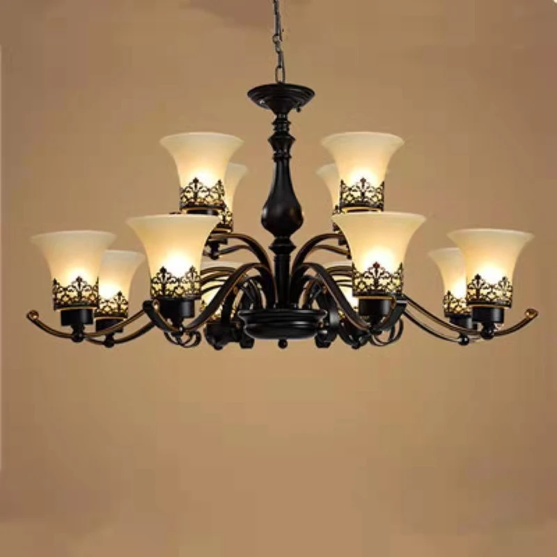 American Chandelier Simple Rustic Dining Room Lamp Antique Living Bedroom Lighting Retro Atmosphere Wrought Iron Lamps | Лампы и