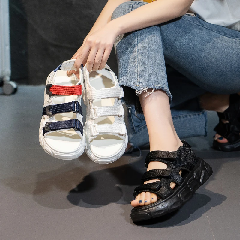 

Clogs With Heel Female Sandal All-Match Comfort Shoes for Women Med 2021 Summer Thick Girls Beach Medium Beige Wedge Gladiator O