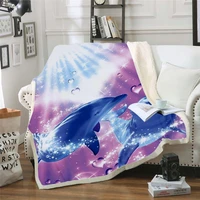 cute dolphin 3d printing sherpa blanket sofa quilt cover travel bedding flannel plush plush blanket sofa bed cover