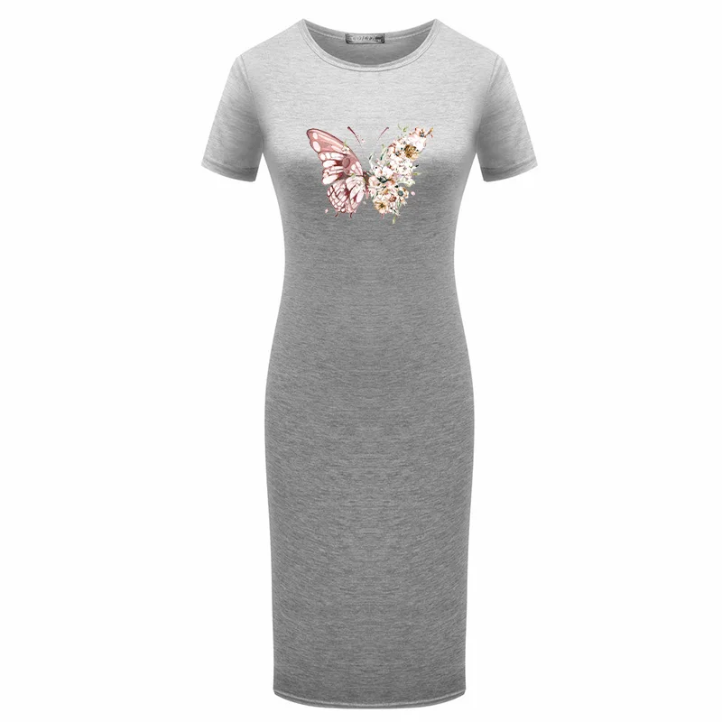 

Bodycon Women Dress Flower Butterfly Print Short Sleeve Robe Sexy Summer Office Dresses Bandage Black Army Green Pencil Dress