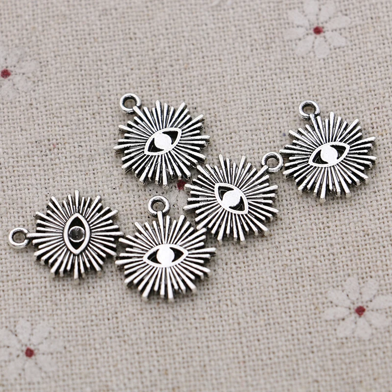 15 шт. античные посеребренные Подвески сглаза для изготовления ювелирных изделий