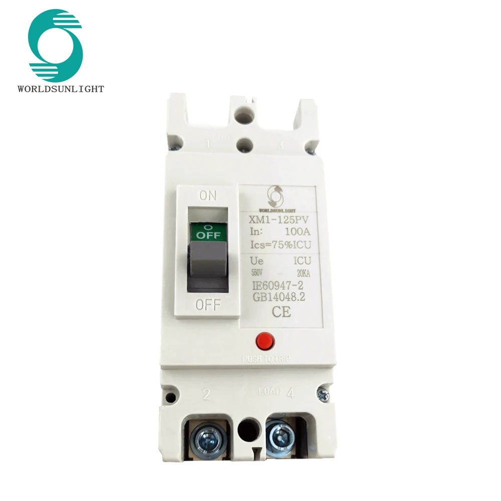 Автоматический выключатель CE Worldsunlight XM1-125PV 100 А 2P постоянный ток 550 в литом корпусе