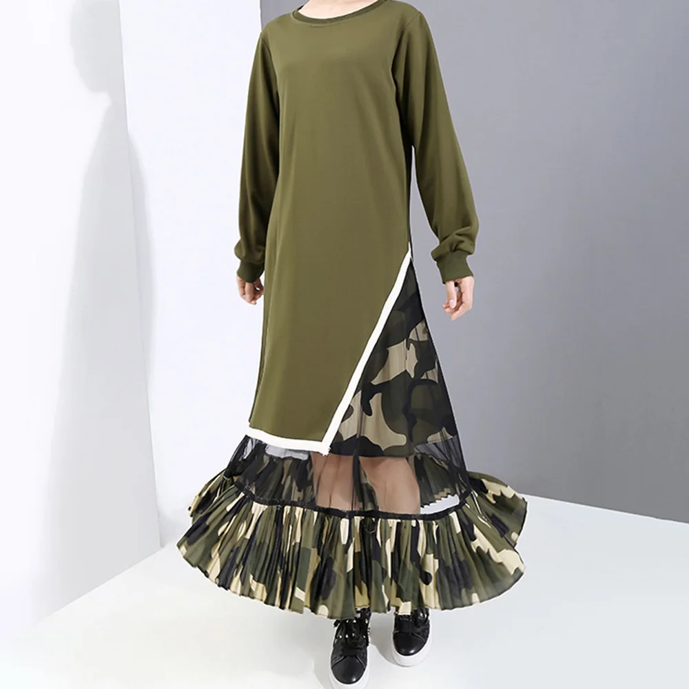 Одежда в Корейском стиле повседневное Свободное длинное платье большого размера