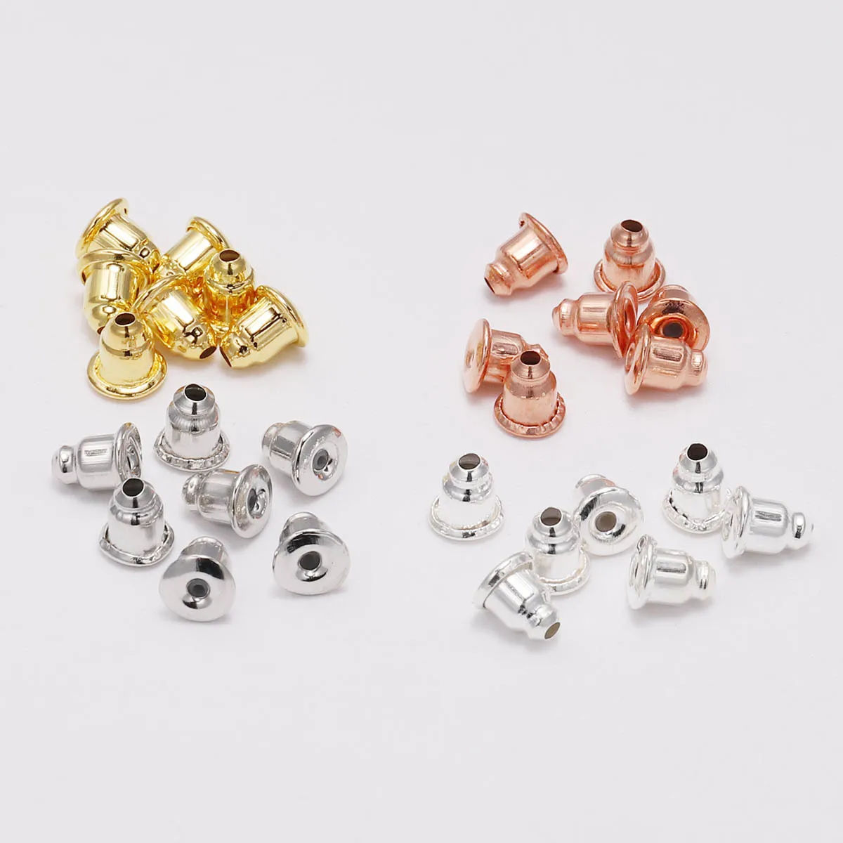 

200pcs High Quality Stainless Steel Silver/Gold/Rose gold Earring Back Plug Earring Settings Base Ear Studs Back Earring Stopper