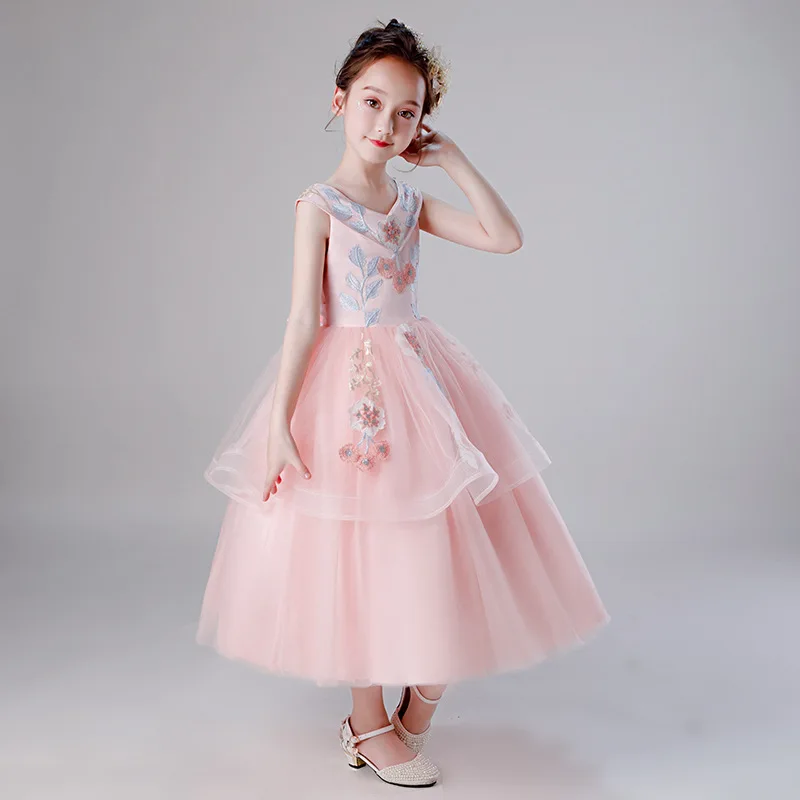 Платье для девочек с цветочной феи пряжа свадьбы Рождество лето 2019 милое розовое