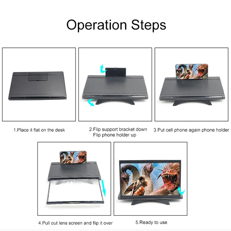 mobile phone screen amplifier 12 inch curved blu ray magnifying glass desk folding stand enlarged cell phone hd video magnifier free global shipping
