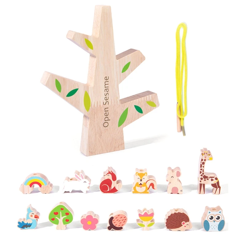 

50LE 1Set Interactive Wooden Animal Stacking Block Toy Stimulation Blocks Tumble Game Stacking Block Wooden Block Game