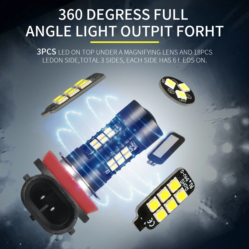 Светодиодная лампа AILEO H8 H11 HB4 HB3 9006 9005 SMD 6000 лм К 12 В | Автомобили и мотоциклы