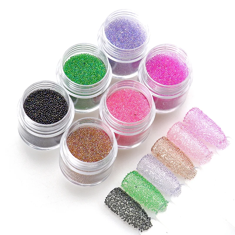 

10g/Box 0.6-0.8mm AB Color Nail Caviar Beads Micro Caviar Nails Beads Glass Rhinestones Manicure 3D Nail Art Decorations