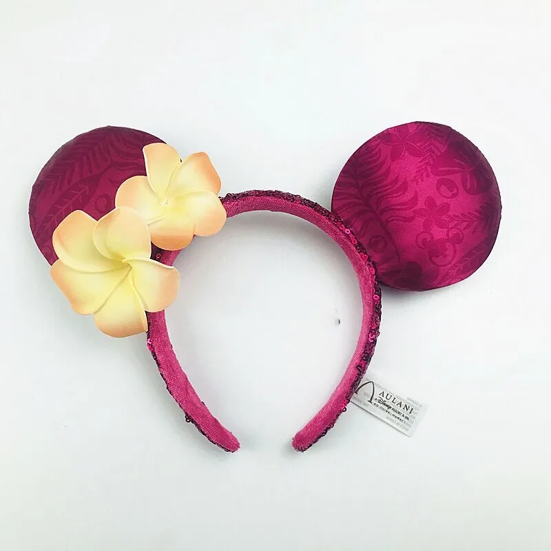 Новый розовый красный аулани Гавайи Микки уши Минни Маус повязка на голову Tori