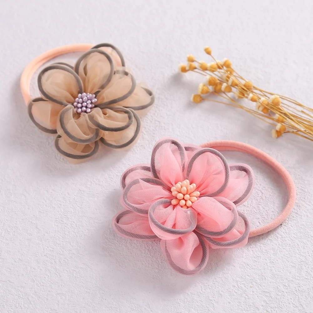

New Chiffon Flower Hair Accessories Nylon Headband For Girls Soft Elastic Baby Girl Hair Bands Newborn Infant Kids Headwear