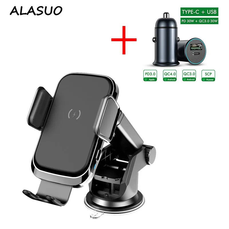 

Auto Clamping Wireless Car Charger for iPhone 12 11 pro xr Quick Charging 15W QI Car Mount Stand Phone Holder for Xiaomi Samsung