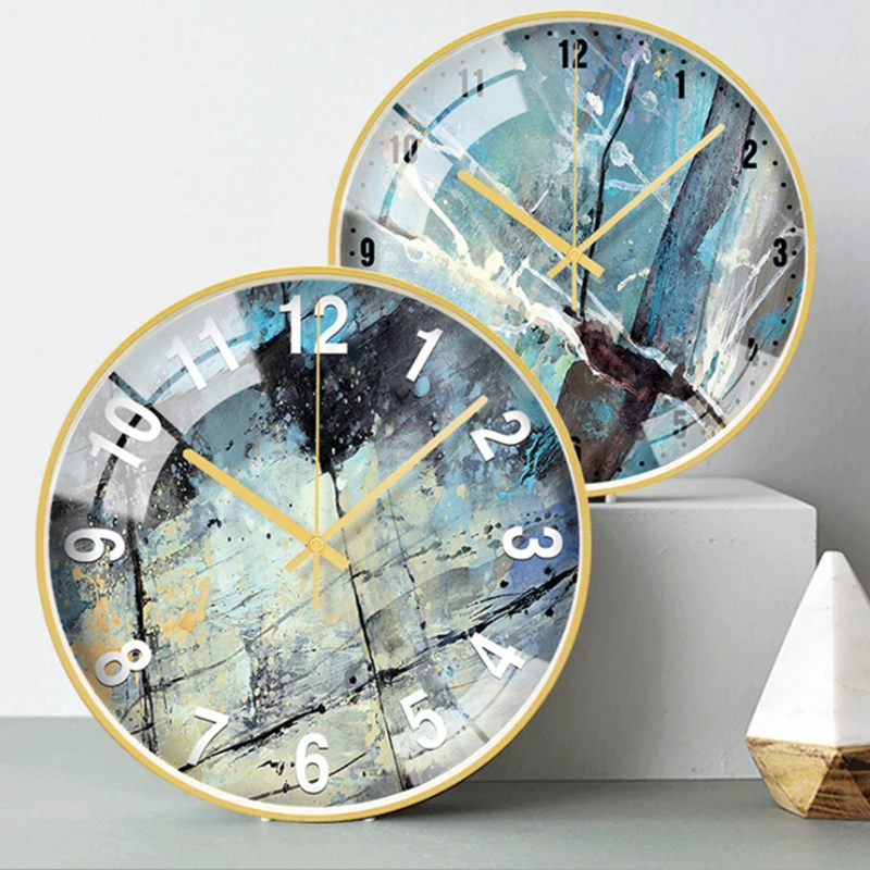 New 3D Wall Clock Abstract Marble Digital Modern Design Luxury 12/14inch Watch For Home Decor Silent Duvar Saati | Дом и сад