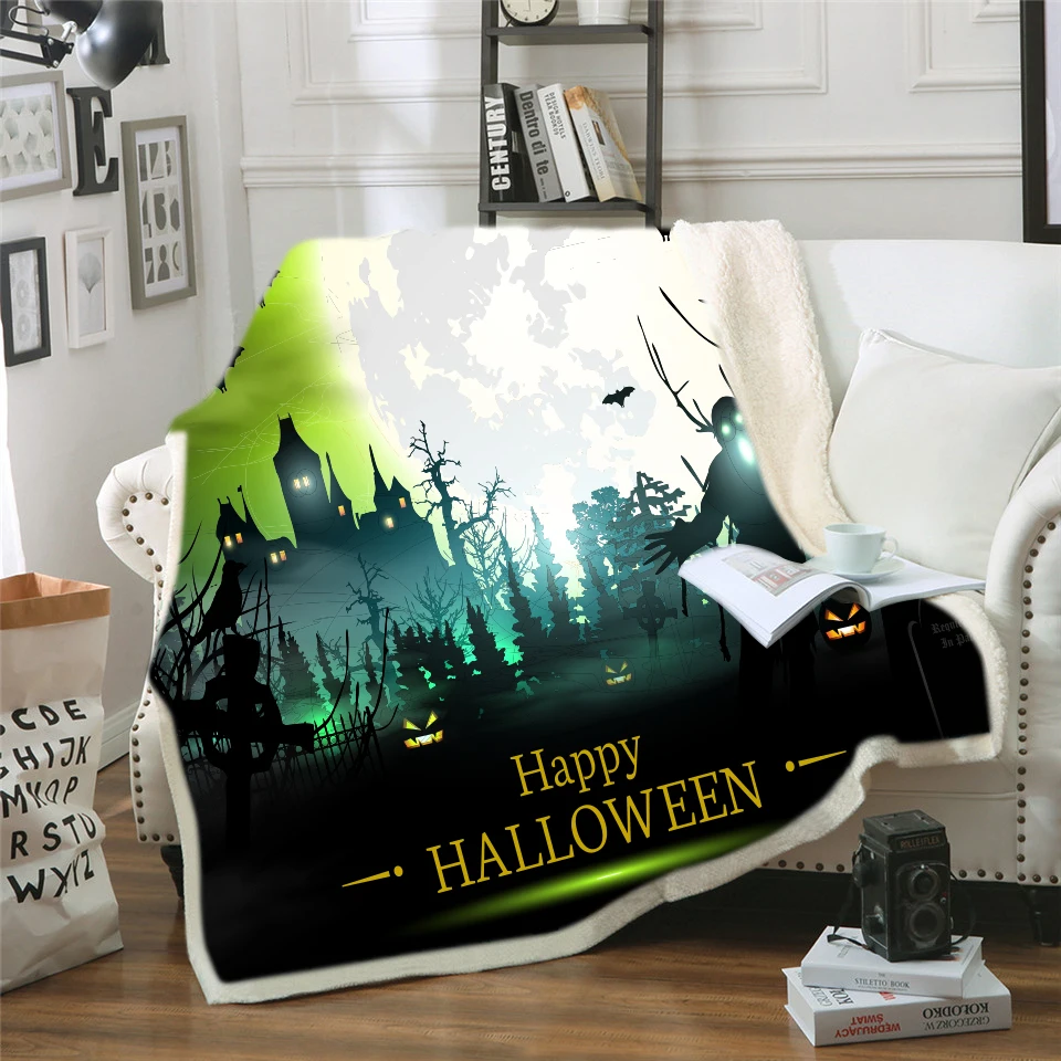 Хэллоуин плюшевые пледы Одеяло для взрослых из ткани шерпа дизайн покрывало