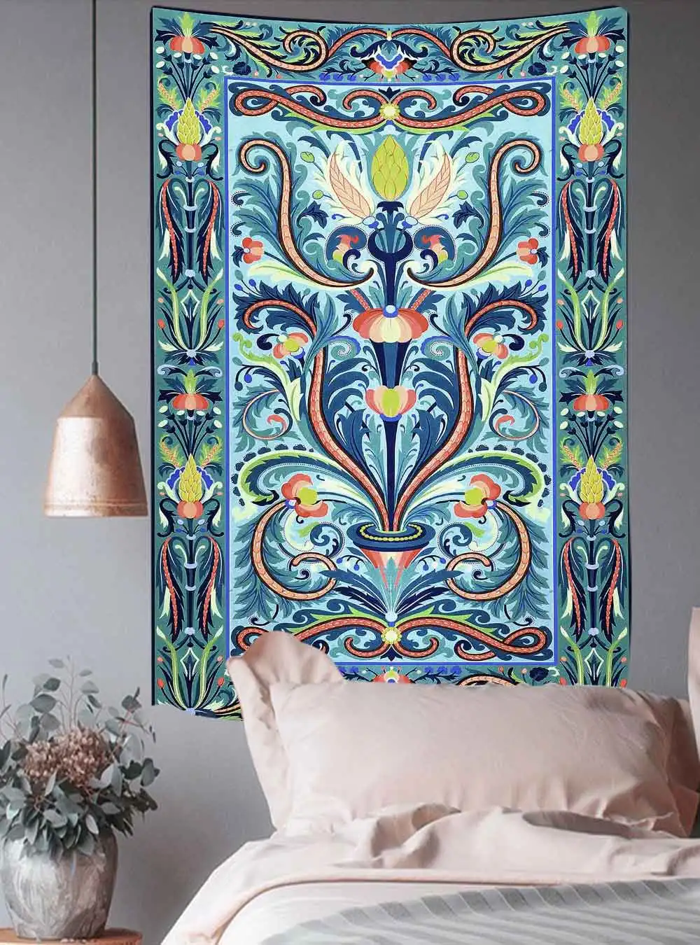 

Sacred Tree Moon Phase Tapestry Animal Night Owl Dragon Peacock Feather Tapestry for Apartment Decor