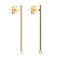 100pcs stainless steel minimalist layering jewelry long thin geometric gold tone stick post earrings