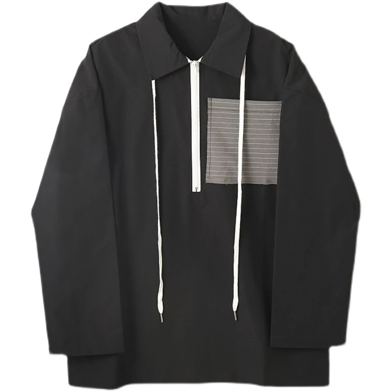 

Men Shirts Autumn Long Sleeve hoodie Zipper Loose Gothic Streetwear Male Shirts Japan Style New 2021 Korean Style Vintage