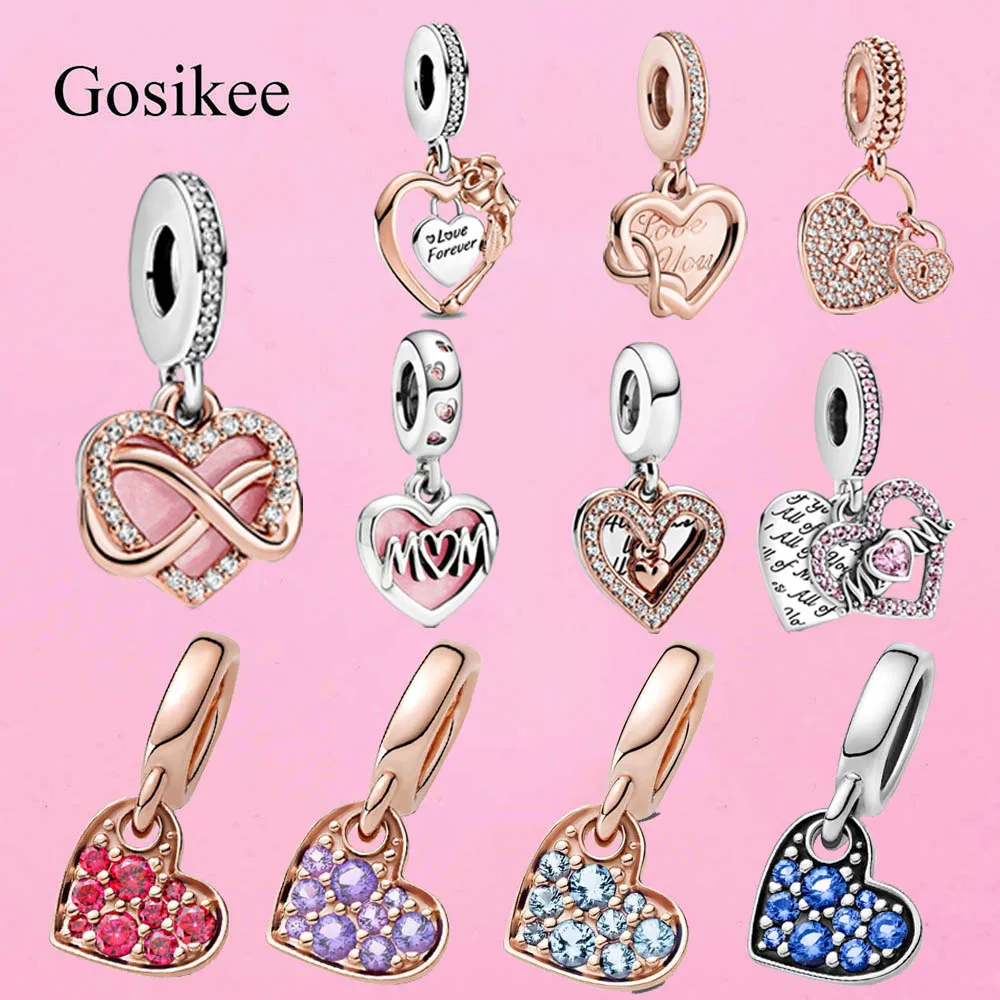 

LOVE charms for pandora bracelet S925 silver color heart pendant for necklace Dropshipping