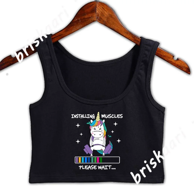 

Installing Muscles Please Wait Rainbow Unicorn Crop Top Graphic Spring Autumn Customize Tops Vintage S-2xl Cool Fashion Vest