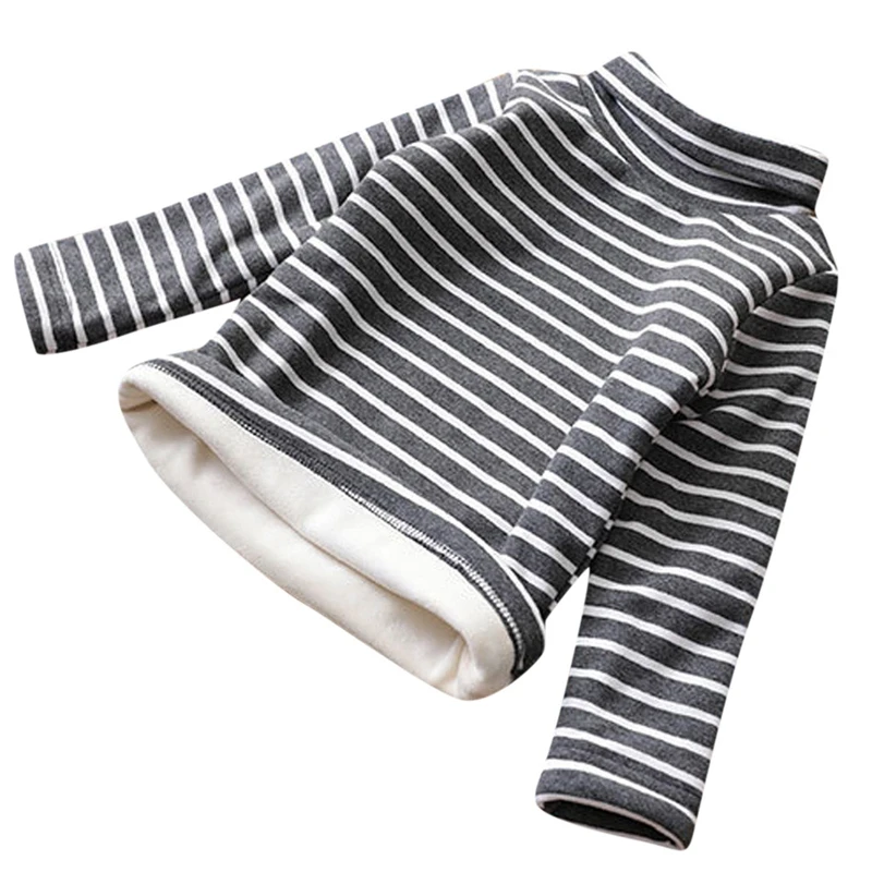 Осенне зимняя теплая флисовая рубашка в полоску с высоким воротником|Тройники| |